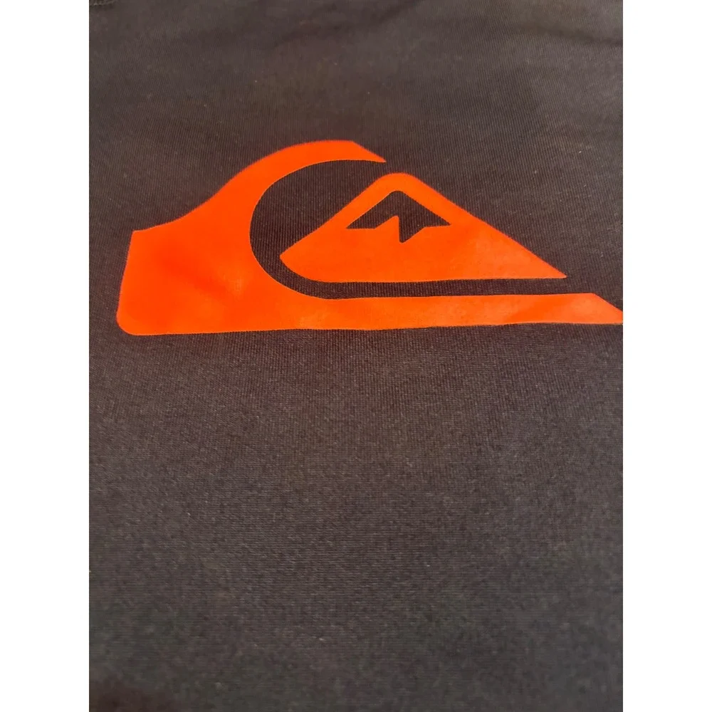 Quiksilver Rash Guard Mens Large Navy Blue Short Sleeve Logo Swim Shirt